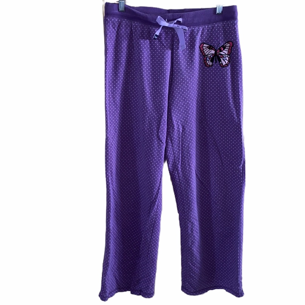 Nick & Nora Butterfly Purple Dots Pajama Pants Md